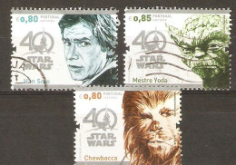 Portugal 2017 - Cinéma - 40 ème Anniversaire Star Wars - Petit Lot De 3° - Yoda - Han Solo - Chewbacca - Usati