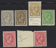 Luxembourg Yv 69/70+71d Variété"A"mutilé+72+2x73 (couleurs)  6valeurs Tous ** /mnh - 1895 Adolphe De Profil