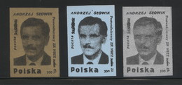 POLAND SOLIDARITY POCZTA SOLIDARNOSC ANDRZEJ SLOWIK NSZZ TRADE UNION LEADER SET OF 3 Australia Canada - Vignettes Solidarnosc