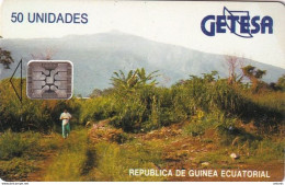 EQUATORIAL GUINEA - Landscape, Chip SC5(reverse A, Black Letters), CN : 42336, Used - Equatorial Guinea