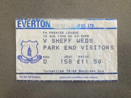 Everton V Sheffield Wednesday 1992-93 Match Ticket - Eintrittskarten