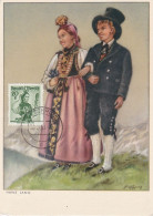 Carte Maximum Autriche Osterreich 1958 Costume Traditionnel - Maximumkarten (MC)