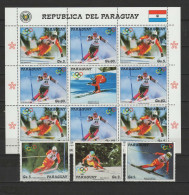 Paraguay 1987 Olympic Games Calgary Sheetlet + 3 Stamps MNH - Hiver 1988: Calgary