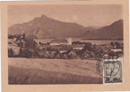 Carte Maximum Autriche Osterreich 1947 Mondsee Mit Schafberg - Maximumkarten (MC)