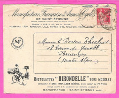 Enveloppe Bicyclettes Hirondelle Beau Temps  Manufacture Française D'Armes Et Cycles St Etienne 1931 - Deportes & Turismo
