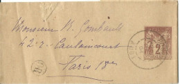 FRANCE BANDE 2c POUAN ( AUBE ) POUR PARIS DE1904 LETTRE COVER - Bandes Pour Journaux