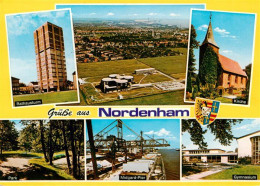 73931033 Nordenham Rathausturm Fliegeraufnahme Kirche Park Midgard Pier Gymnasiu - Nordenham