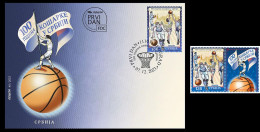 Serbia 2023. 100 Years Of Basketball In Serbia, FDC + Stamp + Vignette, MNH - Basket-ball