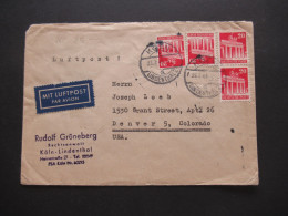 7.1949 Bizone Bauten MiF Nr. 85 (4) MeF Auf Auslandsbrief Übersee Mit Luftpost Köln Lindenthal - Denver Colorado USA - Briefe U. Dokumente