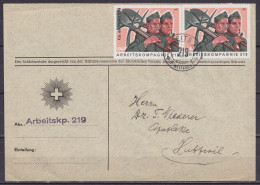 Suisse - Poste Militaire - Env. Affr. 2 Vignettes "ARBEITSKOMPAGNIE 219 / 1940" Oblit. "ARBEITs KP /219/ Feldpost"  - Documenti