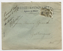 PAIX N° 298  BDF PERFORE C.L.  SEUL LETTRE CREDIT LYONNAIS AGENCE DE NIMES 1935 GARD - Lettres & Documents