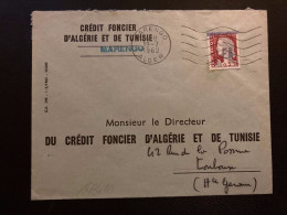 LETTRE CREDIT FONCIER D'ALGERIE ET DE TUNISIE TP M DE DECARIS 0,25 Surch.EA OBL.MEC.19-7 1962 MARENGO ALGER - Lettres & Documents