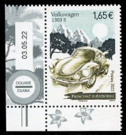 ANDORRA ANDORRE (2022) Volkswagen 1303 S Beetle, Coccinelle, Escarabajo, Käfer, Douane, Duana - Coin Daté - Neufs