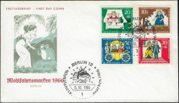 Berlin 1966 Y&T 262 à 265 Sur FDC. Le Roi Des Grenouilles, D'après Les Frères Grimm - Grenouilles