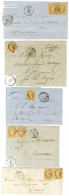 Lot De 5 Lettres Diverses Affranchies Avec N° 13 Type 2 Dont Nuances. - TB / SUP. - 1853-1860 Napoléon III