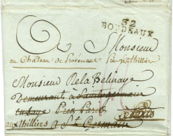 Lettre Avec Texte Daté Du Cap Le 28 Février 1792 Pour Saint Germain En Laye Réexpédiée Au Thilliers. Au Recto, Marque Po - Entry Postmarks