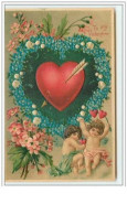 N°2780 - Carte Gaufrée - To My Valentine - Angelots Et Coeur - Saint-Valentin