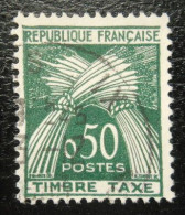 France Timbre  Taxe  93  Type Gerbes  50c Vert Foncé - 1960-.... Afgestempeld