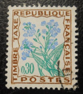 France Timbre  Taxe  99  Fleurs Des Champs  30c  Brun Vert Foncé Et Outremer - 1960-.... Afgestempeld