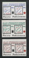 POLAND SOLIDARITY SOLIDARNOSC POCZTA PODZIEMNA 100 YEARS MUSCOVITE EXPANSIONS MIDDLE EAST AFGHANISTAN SET OF 3 MS MAPS - Solidarnosc Vignetten