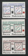 POLAND SOLIDARITY SOLIDARNOSC POCZTA PODZIEMNA 100 YEARS MUSCOVITE EXPANSIONS MIDDLE EAST AFGHANISTAN SET OF 3 MS MAPS - Solidarnosc Labels