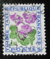 France Timbre  Taxe  102  Fleurs Des Champs  1f  Outremer Vert Et Lilas - 1960-.... Usados