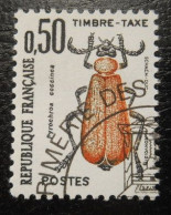 France Timbre  Taxe  105  Insectes Coléoptères  50c  Pyrochroa Coccinea - 1960-.... Afgestempeld