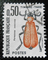 France Timbre  Taxe  105  Insectes Coléoptères  50c  Pyrochroa Coccinea - 1960-.... Afgestempeld