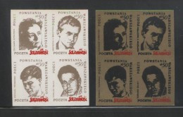 POLAND SOLIDARITY SOLIDARNOSC WW2 WARSAW UPRISING POETS 2 BLOCKS PARTISANS WORLD WAR 2 MILITARIA - Solidarnosc Labels