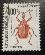 France Timbre  Taxe  108  Insectes Coléoptères  4f  Apoderus Corily - 1960-.... Usados