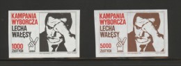POLAND SOLIDARITY SOLIDARNOSC POROZUMIENIE CENTRUM LECH WALESA PRESIDENTIAL CAMPAIGN SET OF 2 NOBEL PRIZE WINNER - Solidarnosc Vignetten