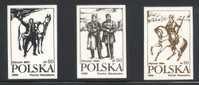 POLAND SOLIDARNOSC (POCZTA NIEZALEZNA) 1986 JANUARY UPRISING 1863 SET OF 3 IMPERF (SOLID0639/0547) HORSES MILITERIA - Solidarnosc Labels