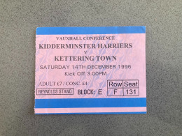 Kidderminster Harriers V Kettering Town 1996-97 Match Ticket - Tickets - Entradas