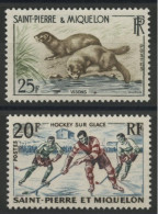 N° 360 + 361 Neufs ** (MNH) Cote 9,50 € 20 Fr Hockey Et 25 Fr Visons TB - Unused Stamps