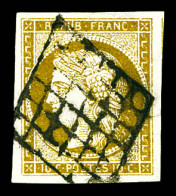 O N°1b, 10c Bistre-verdâtre Obl Grille. TB  Qualité: Oblitéré  Cote: 550 Euros - 1849-1850 Ceres