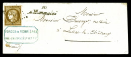 O N°1c, 10c Bistre-verdâtre Foncé Obl Pc 1711 + Cursive 80/L'Hommaizé Sur Enveloppe Pour Lussac. SUP (certificat)  Quali - 1849-1876: Klassieke Periode