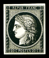 ** N°3, 20c Noir Sur Jaune, Impression Recto-verso, Fraîcheur Postale, SUP (certificat)  Qualité: ** - 1849-1850 Ceres