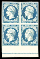 ** N°14Ai, 20c Bleu Laiteux Bord De Feuille Inférieur Avec Liseret D'encadrement (2ex*), Fraîcheur Postale, R.R.R, SUP ( - 1853-1860 Napoleon III