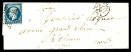 O N°15, 25c Empire Obl étoile (petite Fente En Marge Sup) Sur Lettre De PARIS Le 15 Avril 1854 Pour Béthune  Qualité: Ob - 1849-1876: Classic Period