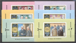 Manama 1968, De Gaulle, Churchill, 6val IMPERFORATED - Sir Winston Churchill