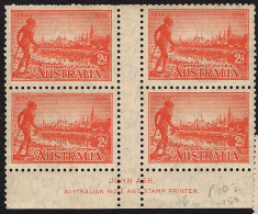 AUSTRALIA 1934 2d X Block Of 4, Orange-Vermillion Centenary Of Victoria SG147 MH With Centre And Bottom Gutter - Usati