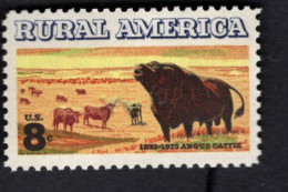 200103316 1973 SCOTT 1504 (XX)  POSTFRIS MINT NEVER HINGED   - RURAL AMERICA - ANGUS AND LONGHORN CATTLE - Ungebraucht