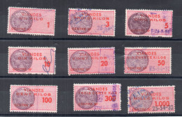 !!! FISCAUX VIANDES DE 1957, SERIE N°90/98 OBLITEREE - Stamps