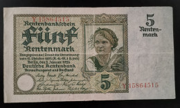 BILLET 5 RENTENMARK 1926 ALLEMAGNE / GERMANY BANKNOTE - 5 Rentenmark