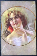 Cpa LITHO FOND Gris Medaillon Illustrateur Guerzoni Portrait Femme Fille SOURIANTE Stampa Selectio 6493 - Guerinoni