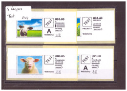 4 WEB STAMPS - ETIQUETTES TEST / ESSAI EN 4 LANGUES ( FR. D. IT. GB ) - Automatenmarken