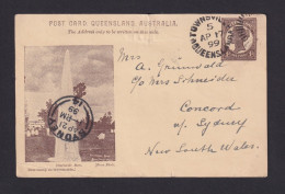 1899 - 1 P. Bild-Ganzsache "Charleville" Ab Townsville Nach Concord - Covers & Documents