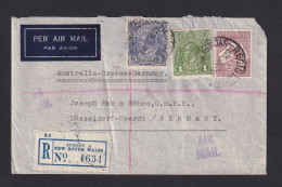 1937 - Einschreib-Flugpostbrief Mit 2 Sh. Ab Sydney Nach Düsseldorf - Mängel - Storia Postale
