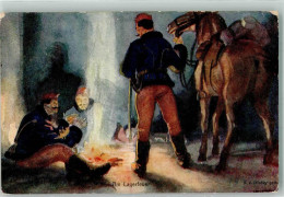 39803603 - Soldaten Vom Balkanmit Pferden Am Lagerfeuer Rotes Kreuz Kriegsfuersorgeamt Nr. 365 - Wiener Werkstätten