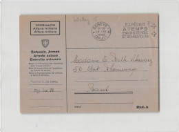 AG2657 HELVETIA ESERCITO SVIZZERO GRT. TER. 71 - GENEVE TO BASEL - 1940 - Postmarks